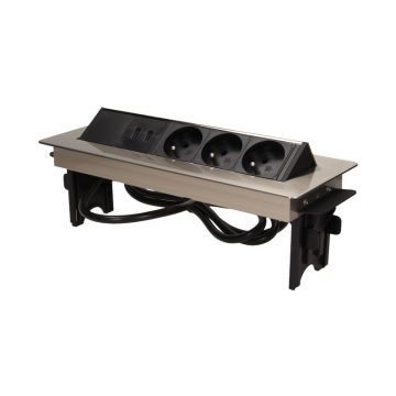   Asztallapba építhető konnektor + USB töltő (3+2), szorítós rögzítéssel