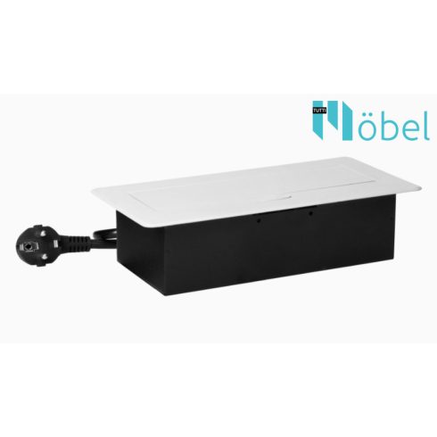 Asztallapba építhető konnektor, fehér, kerekített széllel (Magyar szabv.) GM9033(GS)/W