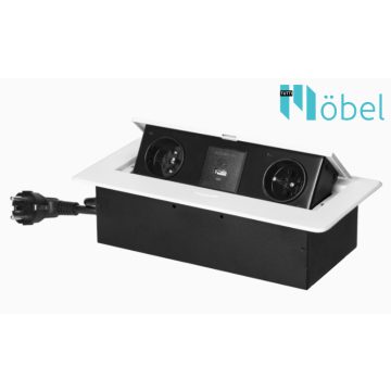   Asztallapba építhető konnektor + USB, fehér, (Magyar szabv.) GM9035 (GS)/W