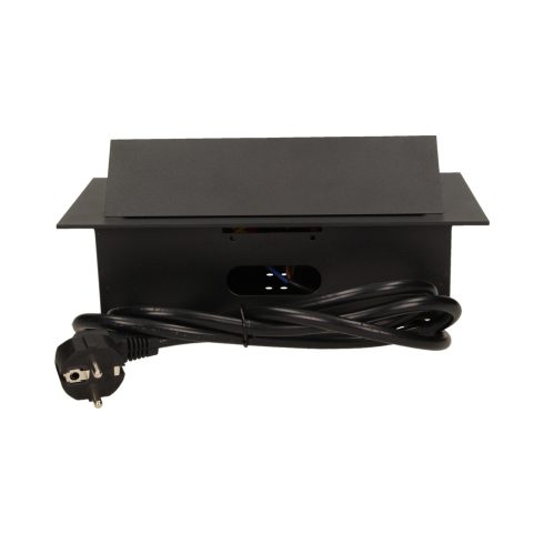 Asztallapba építhető konnektor, fekete, szögletes széllel (Magyar szabv.) GM9037(GS)/B