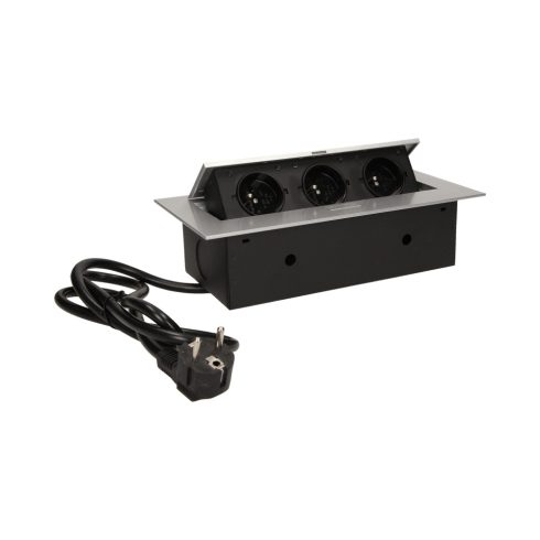 Asztallapba építhető konnektor, szögletes széllel 