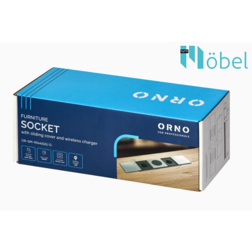 Asztallapba építhető konnektor vezeték nélküli töltővel, ezüst, kerekített széllel (magyar szabvány) – GM9044(GS)/G