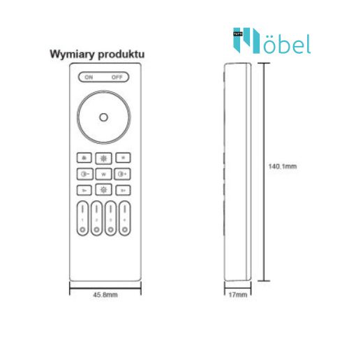 4 zónás, 2,4 GHz-es vezeték nélküli RF távirányító egyszínű LED-szalagokhoz
