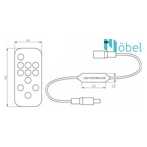 Mini dimmer LED távirányítós kapcsoló, 36W