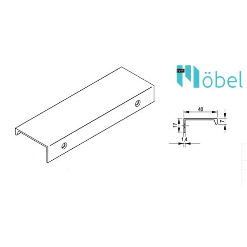 AL9 - MATT FEKETE 96/116 U alakú fogantyú hátulról csavarozható