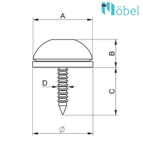 Csavaros ovális bútorcsúszka – gyapjúfilc 