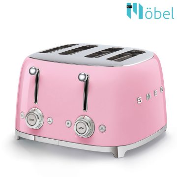 SMEG retro 2x2-szeletes kenyérpirító, rózsaszín