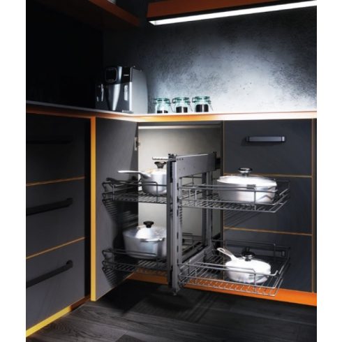 NOMET MAGIC Comfort kihúzható sarokszekrény vasalat, univerzális, 1000 mm, porszórt