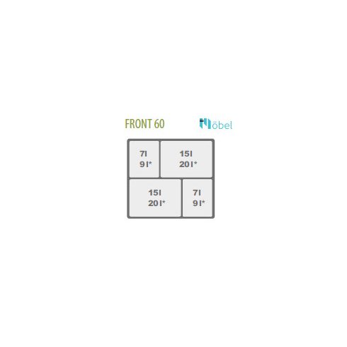 REJS JC 609 Kihúzható szemetes (2x15L+2x7L), 60-as szekrénybe H-345, 505 mm mélység