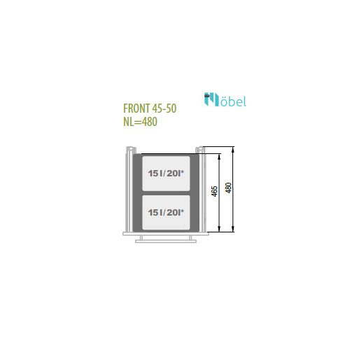 REJS SEGREGO Kihúzható szemetes (2x15L), 50-es szekrénybe H-320, 480 mm mélység