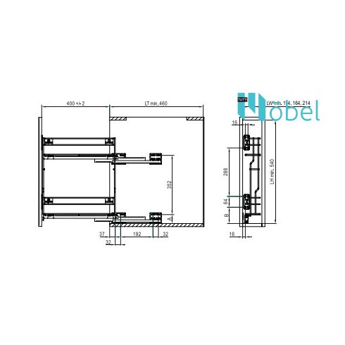 REJS MULTILine MINI oldalszerelésű kosár, sín nélkül, 250 mm, króm