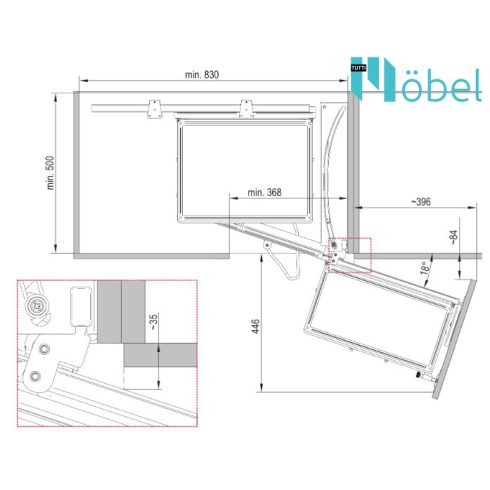 REJS EVOLine CORNER FRONT kamravasalat sarokszekrénybe