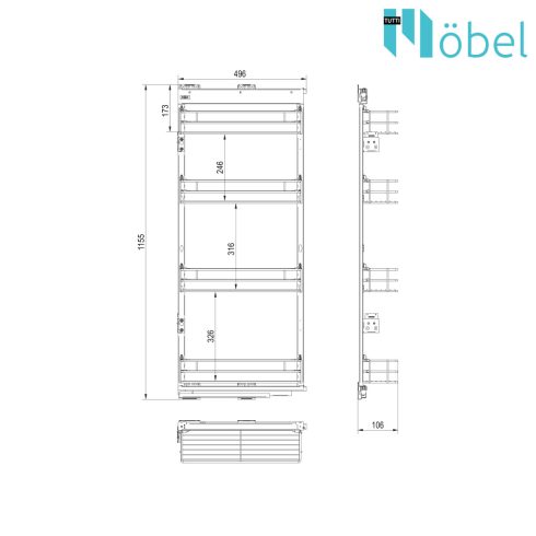 REJS MAXIMA EVOLine MIDI oldalszerelésű kamravasalat , 150 mm, fehér/króm, bal