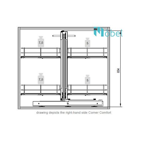 REJS CLASSICLine CORNER COMFORT kamravasalat sarokszekrénybe, 1000 mm, grafit, bal