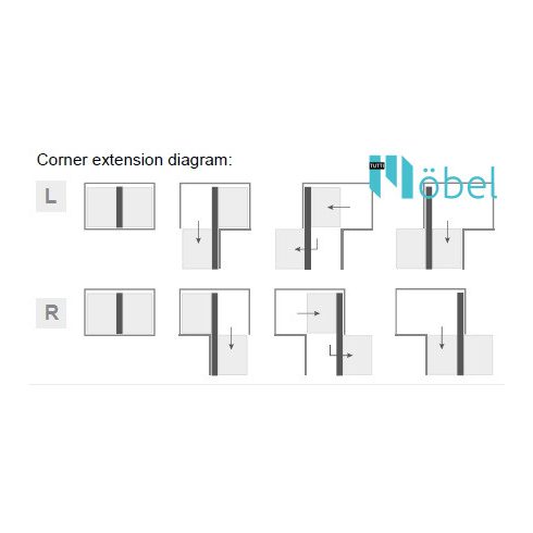 REJS CLASSICLine CORNER COMFORT kamravasalat sarokszekrénybe, 1000 mm, grafit, bal